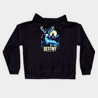 Destiny Calls - Mystical Stag by the Full Moon Kids Hoodie